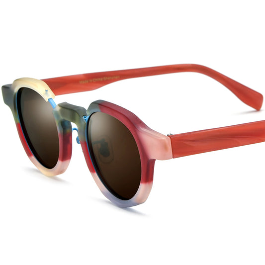 Matte Acetate Cat Eye Polarized Sunglasses Mirrored - Pink Red Brown Lens - MCROONS