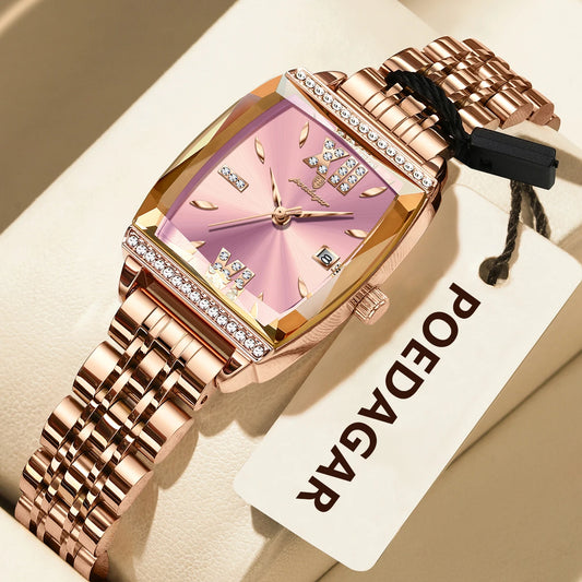 Poedagar 795 Women's Luxury Quartz Watch – Stainless Steel Band, Waterproof, Luminous, Date