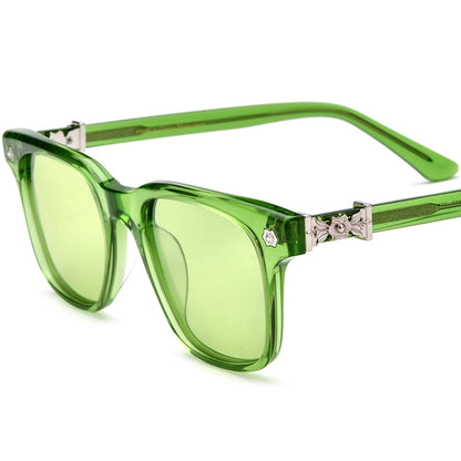Vintage Square Acetate Polarized Sunglasses UV400 - Green Green Lens - MCROONS