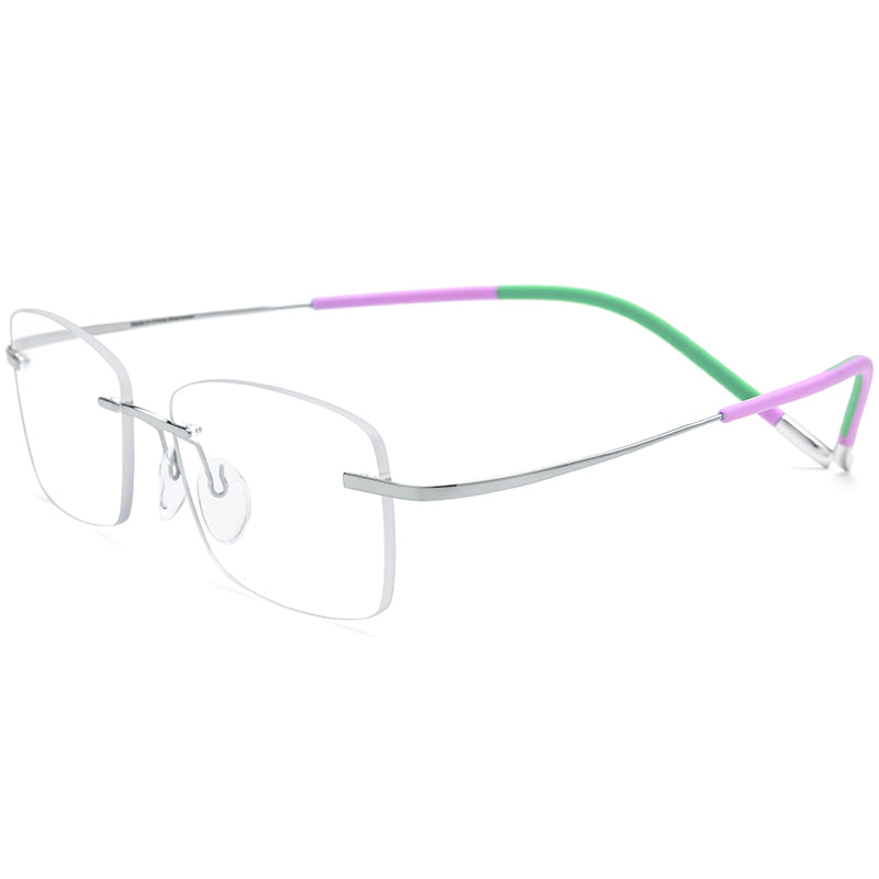 New Brand Design Titanium Frameless Square Optical Glasses - Silver - MCROONS