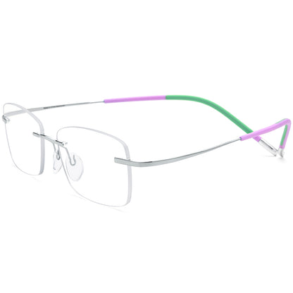 New Brand Design Titanium Frameless Square Optical Glasses - Silver - MCROONS