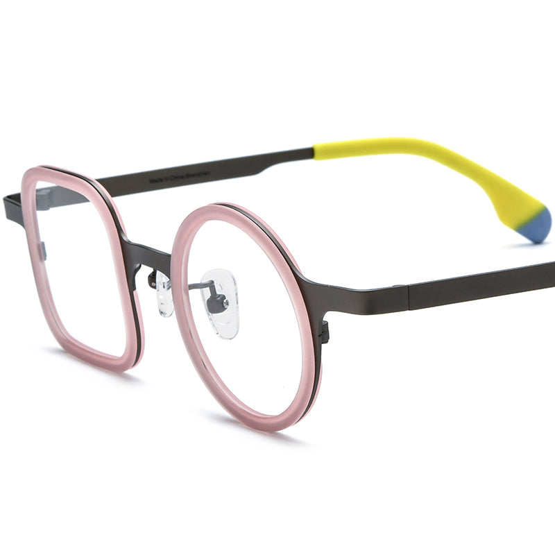 Asymmetric Acetate Titanium Optical Glasses Frame Vintage - Grey - MCROONS