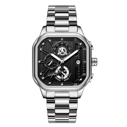 Poedagar 628 Men's Sport Chronograph Quartz Watch – Leather Strap, Waterproof, Luminous, Date