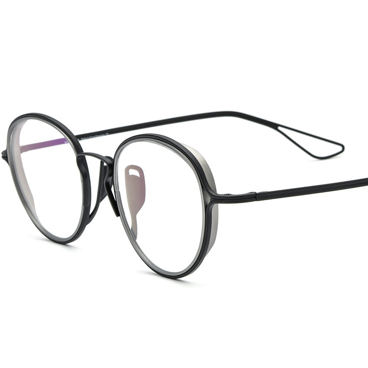 Vintage Titanium Round Optical Glasses - Black - MCROONS
