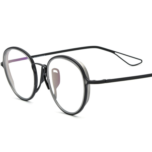 Vintage Titanium Round Optical Glasses - Black - MCROONS