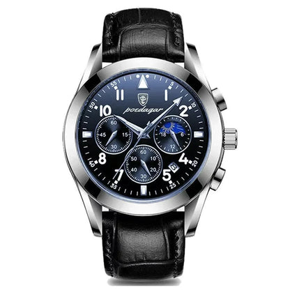 Poedagar 8168 Men's Luxury Quartz Watch – Stainless Steel Band, Waterproof, Luminous, Date