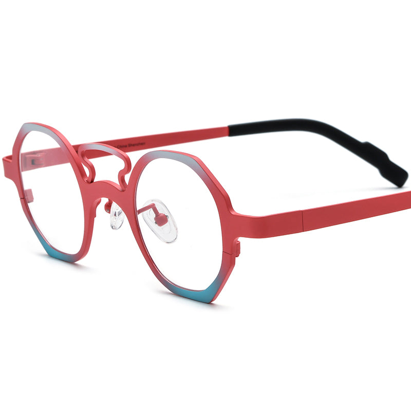 Matte Titanium Polygon Optical Glasses Frame - Matte Red - MCROONS