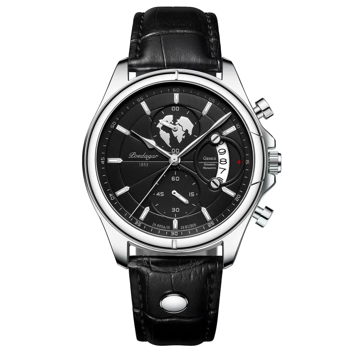 Poedagar 989 Men's Luxury Chronograph Quartz Watch – Leather Strap, Waterproof, Luminous, Date