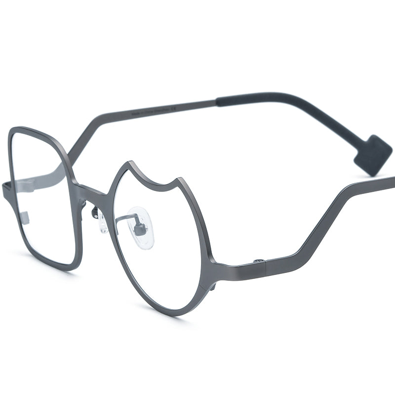 Colourful Titanium Irregular Optical Glasses Frame - Matte Gray Frame - MCROONS