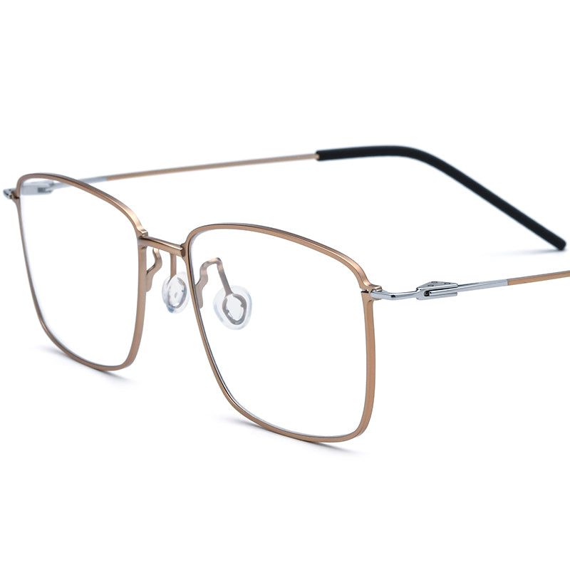 Ultralight Screwless Titanium Square Optical Glasses Frame - Gold Silver - MCROONS