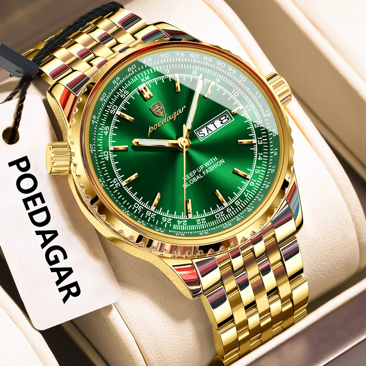 Poedagar 673 Men's Luxury Quartz Watch – Stainless Steel Band, Waterproof, Luminous, Date