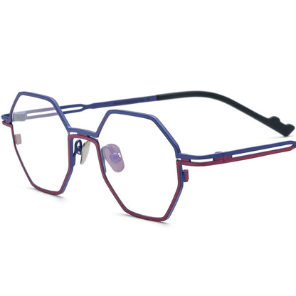 Titanium Octagonal Optical Glasses Frame Vintage - Blue Purple - MCROONS