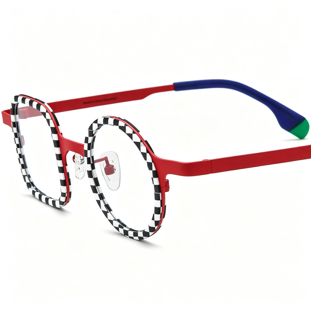 Asymmetric Acetate Titanium Optical Glasses Frame Vintage - Red - MCROONS