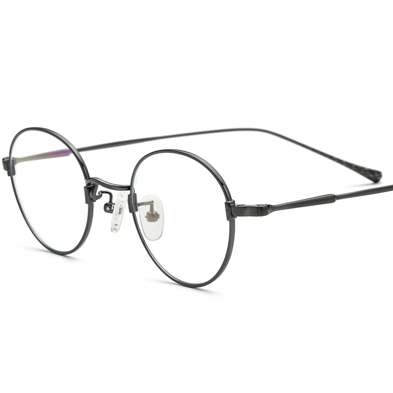 Designer Lightweight Titanium Round Glasses - Gray - MCROONS