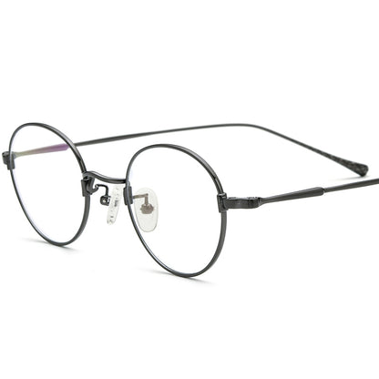Designer Lightweight Titanium Round Glasses - Gray - MCROONS