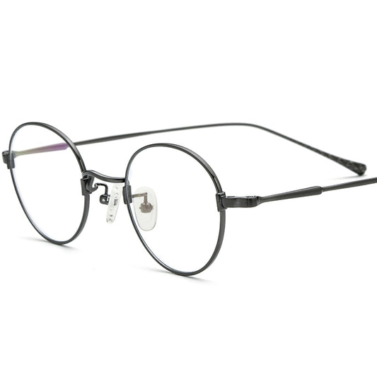 Designer Lightweight Titanium Round Glasses - Gray - MCROONS