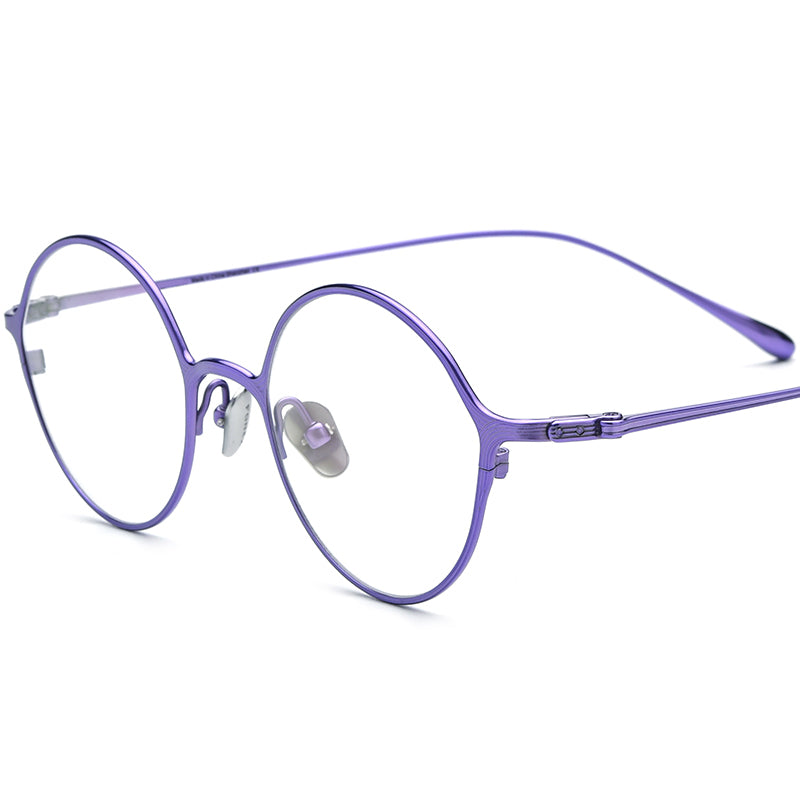 Pure Titanium Round Optical Glasses Frame - Purple - MCROONS