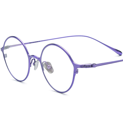 Pure Titanium Round Optical Glasses Frame - Purple - MCROONS