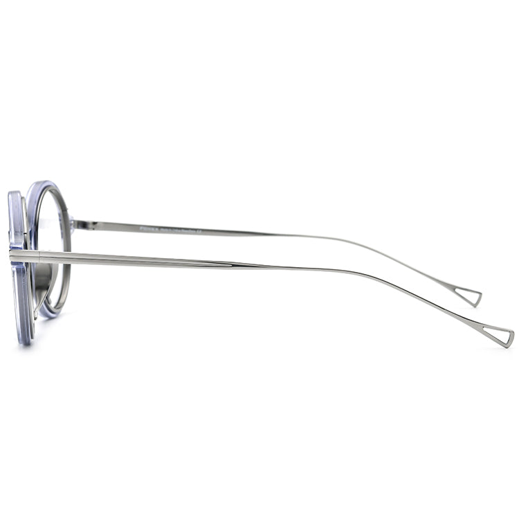 Ridged Temple Round Acetate Glasses Frame - MCROONS - side view