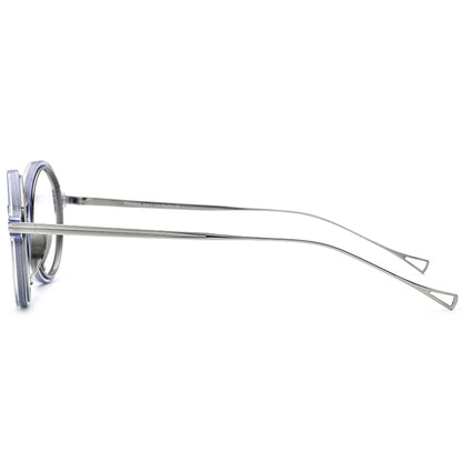 Ridged Temple Round Acetate Glasses Frame - MCROONS - side view