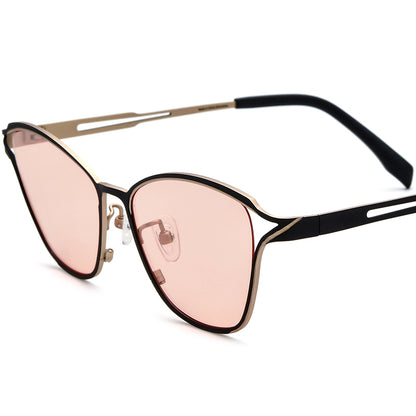 Colorful Titanium Cat Eye Sunglasses - Black - MCROONS