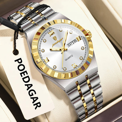 Poedagar 794 Women's Luxury Quartz Watch – Stainless Steel Band, Waterproof, Luminous, Date