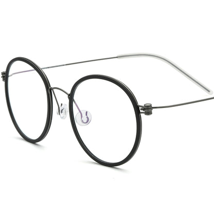 Designer Korean Titanium Round Optical Glasses - Black - MCROONS