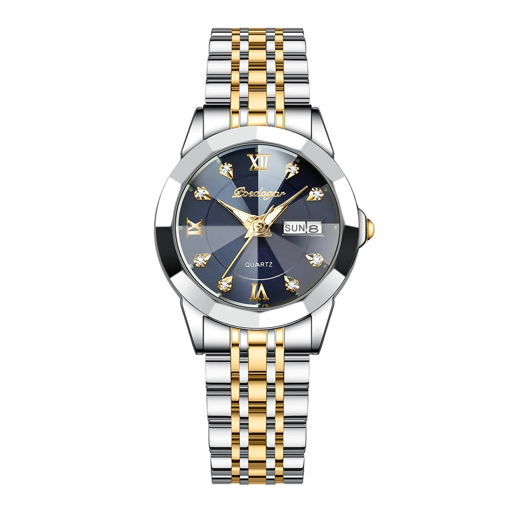 Poedagar 3076 Women's Luxury Quartz Watch – Stainless Steel Band, Waterproof, Luminous, Date