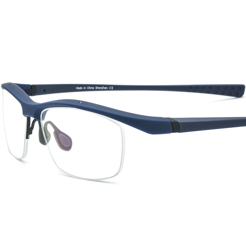 Sports Half-Rim Square TR90 Optical Glasses Frame - Blue - MCROONS