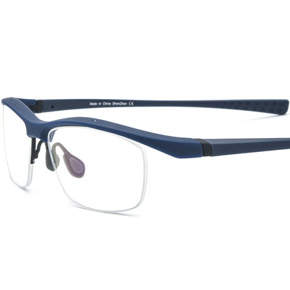 Sports Half-Rim Square TR90 Optical Glasses Frame - Blue - MCROONS