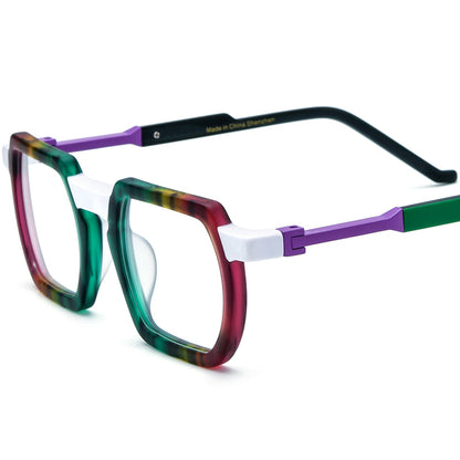Matte Acetate Square Optical Glasses Frame Multicolour - Matte Multicolour - MCROONS
