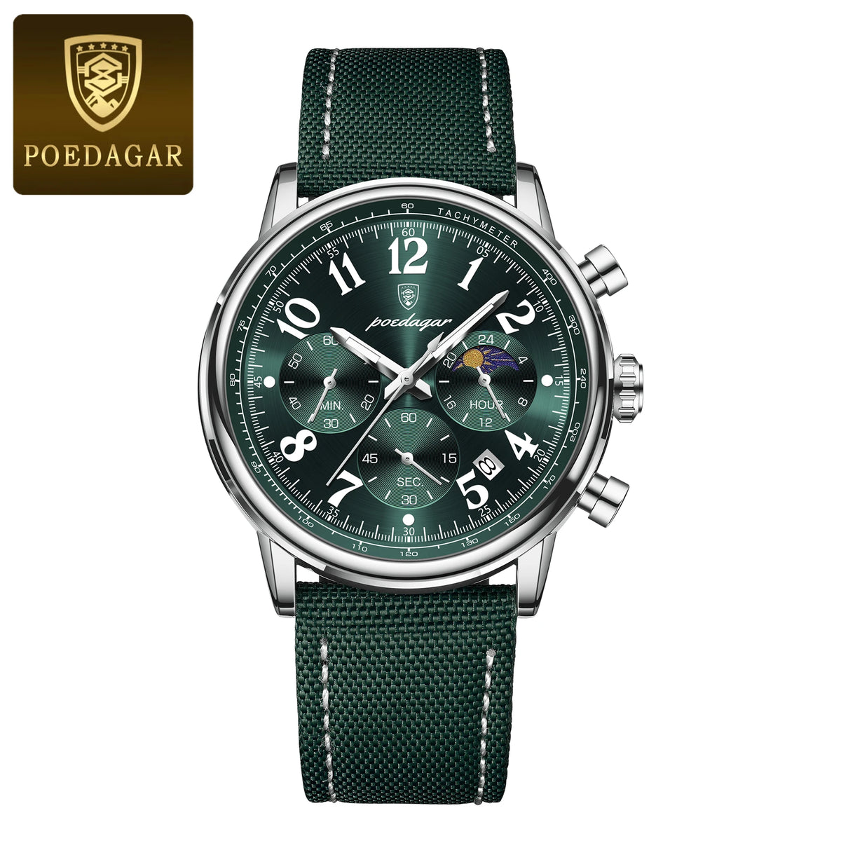 Poedagar 808 Men's Luxury Chronograph Quartz Watch – Leather Strap, Waterproof, Luminous, Date