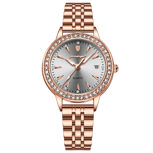 Poedagar 366 Women's Luxury Quartz Watch – Stainless Steel Band, Waterproof, Date
