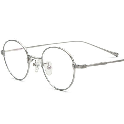 Designer Lightweight Titanium Round Glasses - Silver - MCROONS