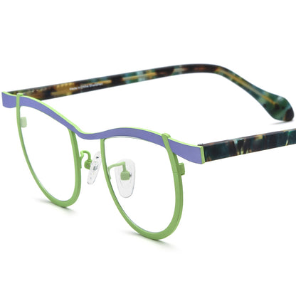 Acetate Titanium Cat Eye Optical Glasses Frame Vintage - MCROONS - Blue Green