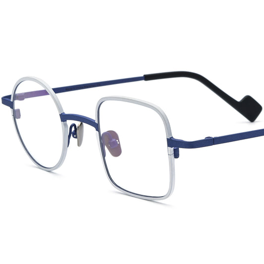 Titanium Geometric Optical Glasses Frame Retro Fashion - White Blue - MCROONS
