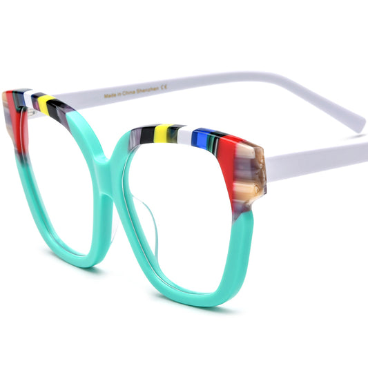 Retro Fashion Cat Eye Optical Frame Big Size - Blue - MCROONS