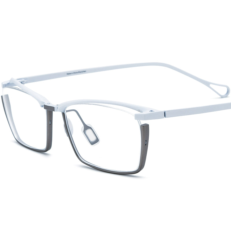 Titanium Square Optical Glasses Frame Designer - White Gray - MCROONS