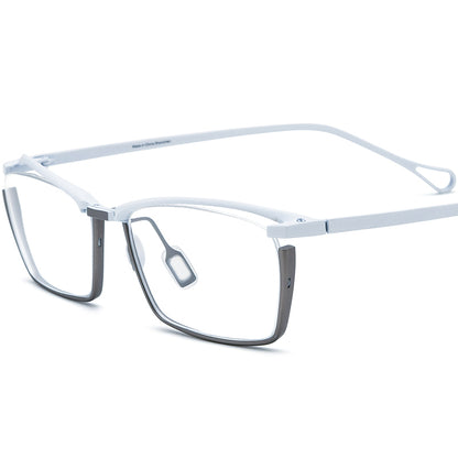 Titanium Square Optical Glasses Frame Designer - White Gray - MCROONS