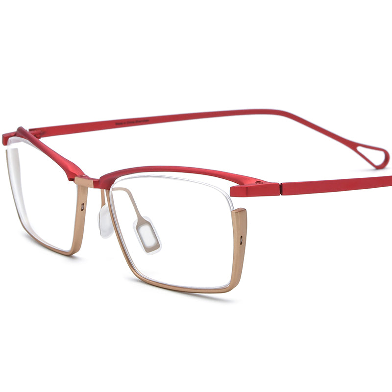 Titanium Square Optical Glasses Frame Designer - MCROONS - Red Yellow