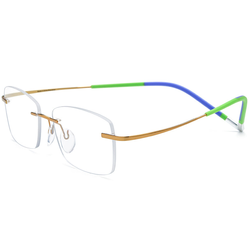 New Brand Design Titanium Frameless Square Optical Glasses - Yellow - MCROONS