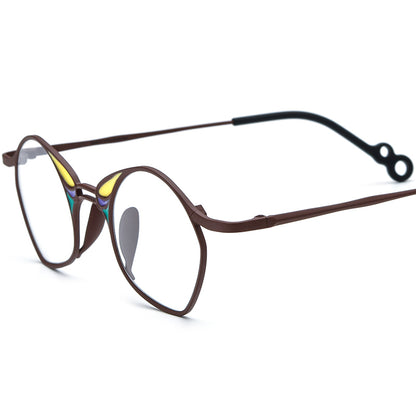 Colourful Titanium Small Irregular Optical Glasses Designer - Brown - MCROONS