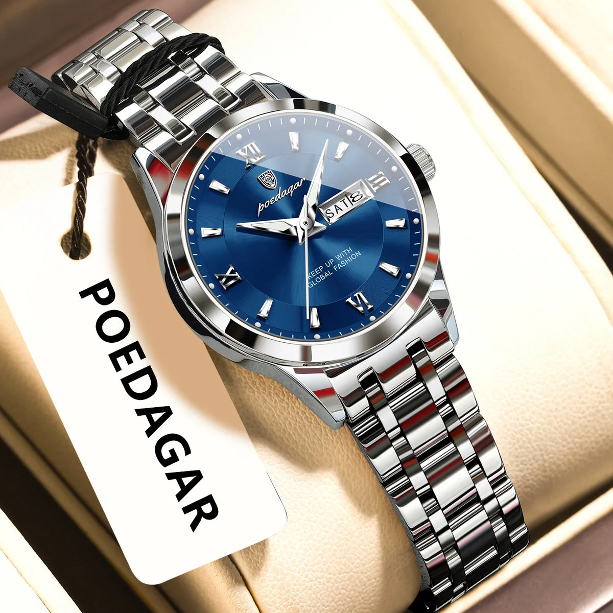 Poedagar 503 Women's Luxury Quartz Watch – Stainless Steel Band, Waterproof, Luminous, Date