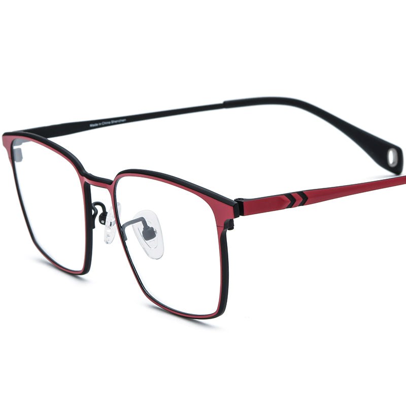 Colourful Titanium Square Optical Glasses Frame - Black Red - MCROONS