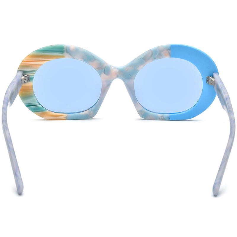 Oversized Matte Acetate Round Polarized Sunglasses - MCROONS - back view
