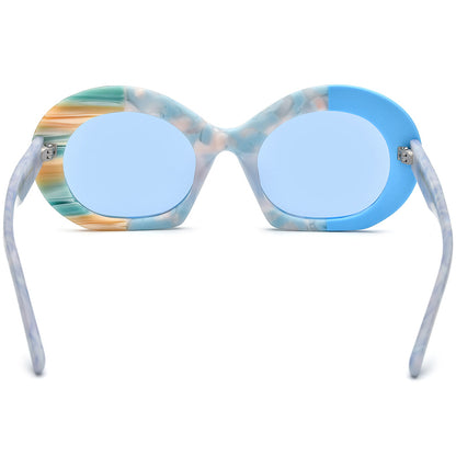 Oversized Matte Acetate Round Polarized Sunglasses - MCROONS - back view