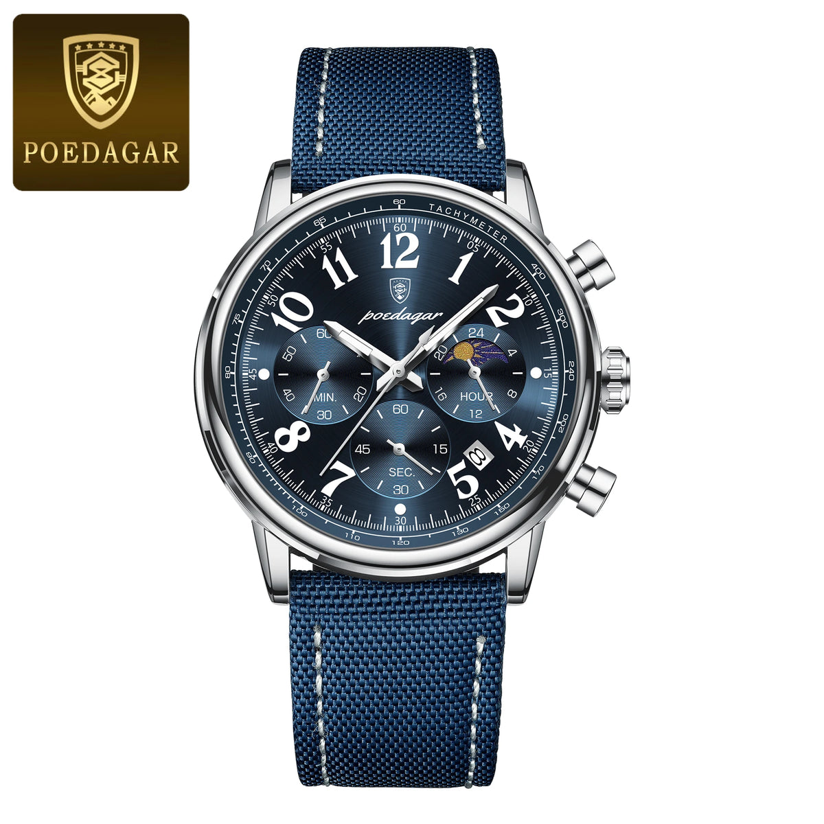 Poedagar 808 Men's Luxury Chronograph Quartz Watch – Leather Strap, Waterproof, Luminous, Date