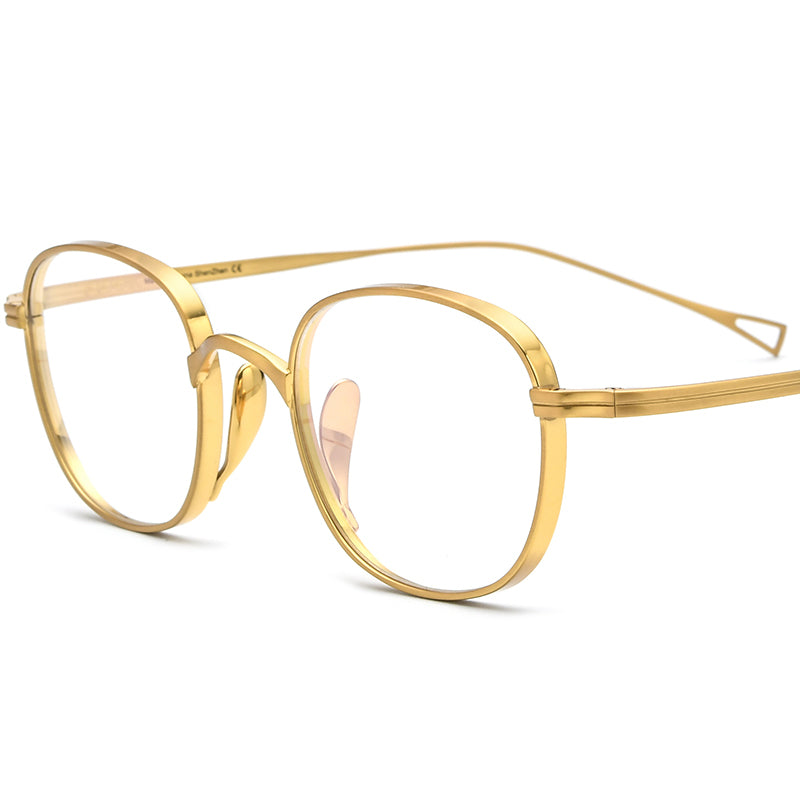 Titanium Square Optical Glasses Frame Classic - Gold - MCROONS
