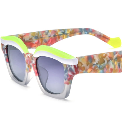 Oversized Cat Eye Acetate Polarized Sunglasses - MCROONS - Gray Gradient Gray Lens