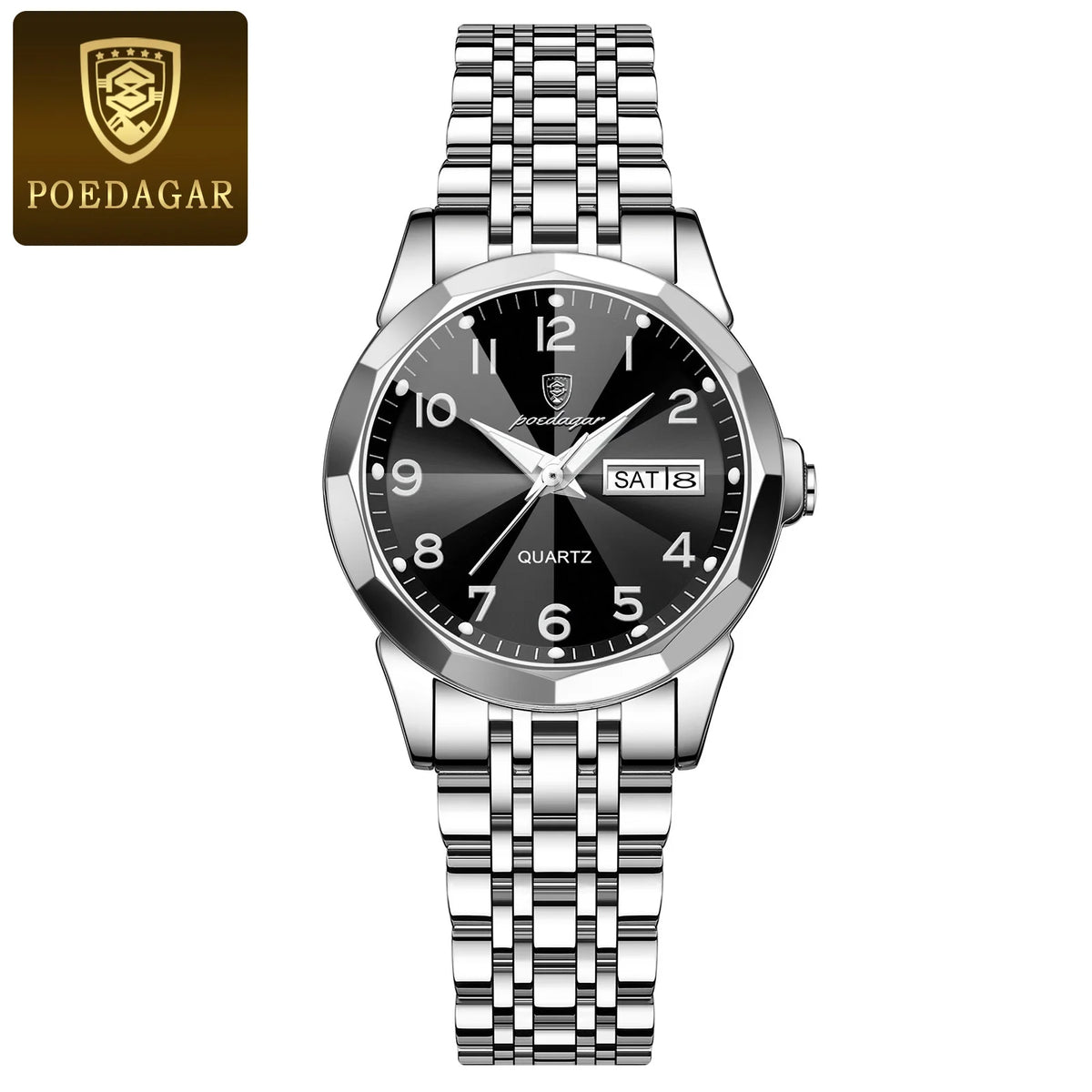 Poedagar 3078 Women's Luxury Quartz Watch – Stainless Steel Band, Waterproof, Luminous, Date